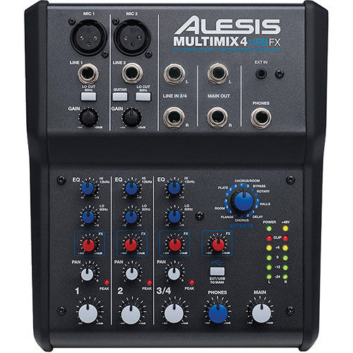 Alesis MultiMix 4 USB FX 4-channel USB desktop mixer with 2-XLR inputs