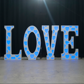 American DJ DÉCOR LOVE 45" In Tall White Love Letters w/RGB Heart Cut Outs