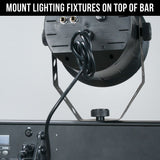 American DJ DOT442 Mount Lighting Fixtures on top of bar