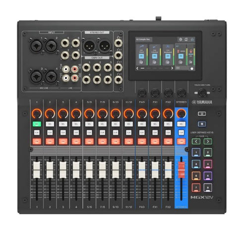 Yamaha MGX12V B, MGX12V W 18ch Digital Mixing Console, Dual USB-C audio/video interface | Black & White Finish