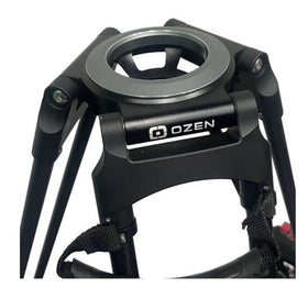 OZEN OZEN-EZ-75HD 2-stage heavy-duty carbon-fiber tripod with single flip-type brake lever per leg, carry handle, leg clip, CONTENDER heavy-duty mid-level spreader &amp; deep-tread rubber feet.