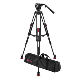 OZEN OZEN-OZ-5EZHDS AGILE 5S (S-LOC) 75mm fluid head w/extending pan bar + EZ-75HD 2-stage carbon-fiber tripod w/single flip-type brake lever per leg, carry-handle, CONTENDER heavy-duty mid-level spreader, & deep-tread rubber feet + softcase