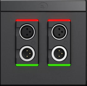 Symetrix xIO XLR 2x2, Black, US Dante I/O endpoint, 2 mic/line in, 2 line out, 2x2 Dante, PoE, Decora double-gang US version, black