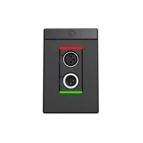 Symetrix xIO XLR 1x1, Black, Euro Dante I/O endpoint, 1 mic/line in, 1 line out, 1x1 Dante, PoE, Decora single-gang Euro version, black