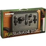 Shure PGASTUDIOKIT4 4-piece studio kid including 1-PGA52, 1-PGA57, 2-PGA181, 1-A25D stand adapter, 2-WA371 stand adapters, 4-XLR-XLR cables, case