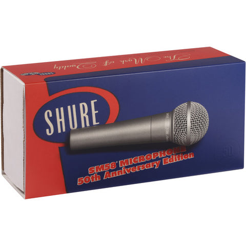 Shure SM58-50A SM58® 50th Anniversary Edition cardiod dynamic microphone with silver finish