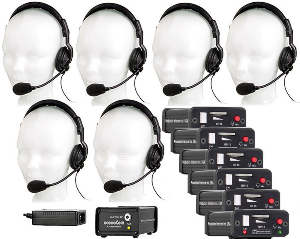 Pro Intercom EC6C 1 PS4, 1 ECADAPTER, 6 BP15 Beltpacks, 6 SMH710 heads