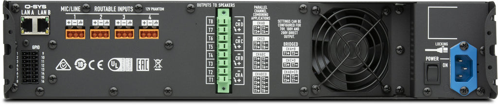 QSC CX-Q 2K4 4-Channel 500W/CH Q-SYS network Amplifier, Lo-Z, 70V, 100