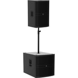 Mackie DRM215-P on pole quarter right