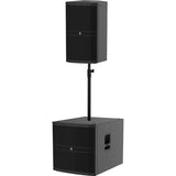 Mackie DRM215-P on pole quarter left