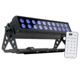 American DJ UVL762, high output ultraviolet LED backlight that comes with the UC IR wireless remote for easy control of On/Off and strobe speed. (NEW!)