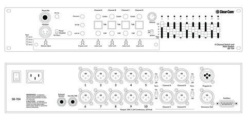 Clear-Com SB-704, 4 Ch. switchboard main station