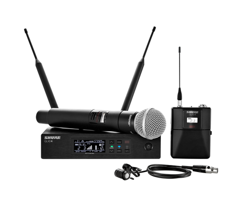 Shure Qlxd124/85 Wirelessbodypack And Vocal Combo System With Wl185 Sm58 Wireless Systems