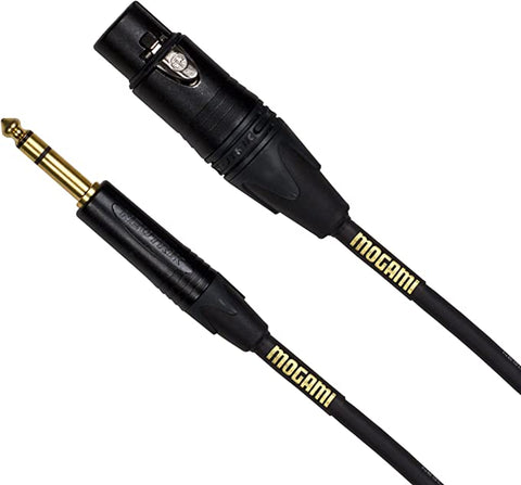 Mogami GOLD TRS-XLRF-03 / GOLD TRS-XLRF-06 / GOLD TRS-XLRF-10 / GOLD TRS-XLRF-15 / GOLD TRS-XLRF-20 / GOLD-TRSXLRF-25 / GOLD-TRSXLRF-50 Balanced Audio Adapter Cable, XLR-Female to 1/4-Inch TRS Male Plug, Gold Contacts, Straight Connectors