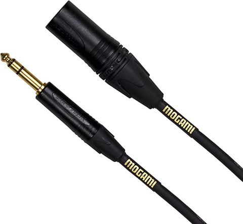 Mogami GOLD TRS-XLRM-03 GOLD TRS-XLRM-06 / GOLD TRS-XLRM-10 / GOLD TRS-XLRM-15 / GOLD TRS-XLRM-20 Balanced Audio Adapter Cable, 1/4 Inch TRS Male Plug to XLR-Male, Gold Contacts, Straight Connectors